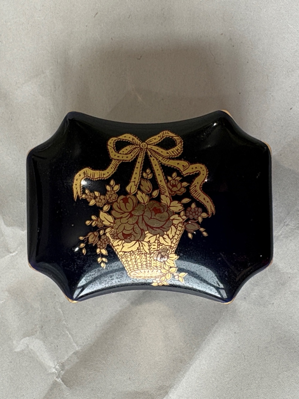 Limoges Cobalt Blue and 22k Gold Decorative Jewelry Trinket Box